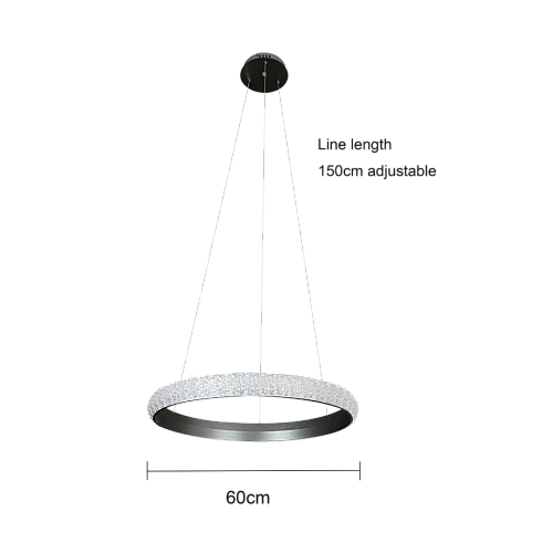 نجف مودرن حلقة فضي لون الانارة اصفر 48 واط قطر 600 ملم