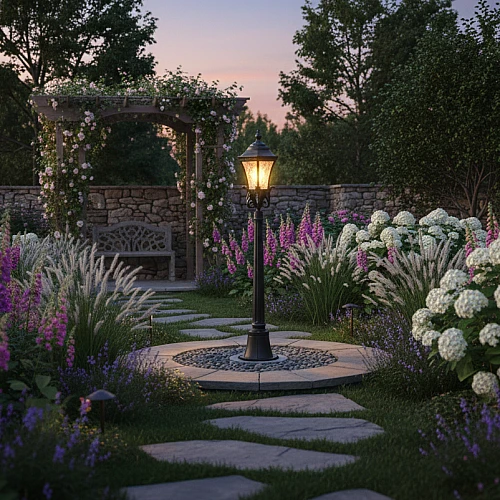 فانوس حديقة 1 متر خارجي اسود E27