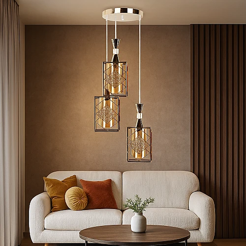 علاقي مودرن ذهبي E27*3