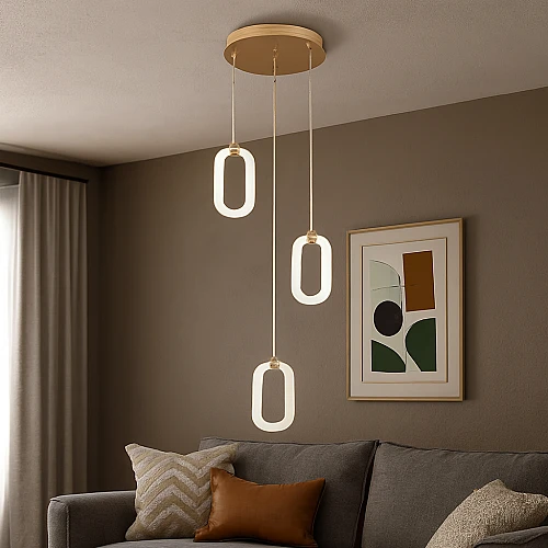 نجف مودرن ذهبي لون الانارة اصفر 15 واط ثلاثي