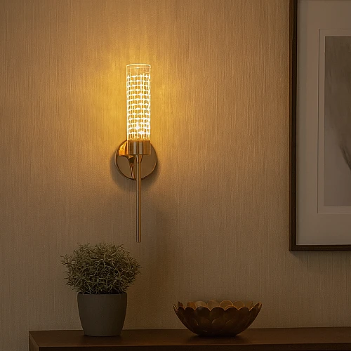 إضاءة ابليك حائط مودرن ذهبي لون الانارة 3اضاءات 5 واط