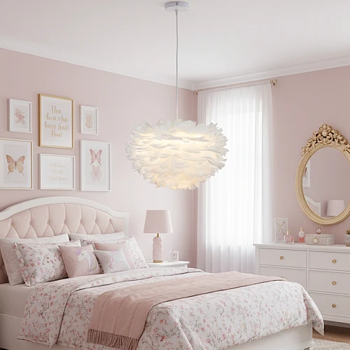 نجف مودرن لون الشكل ابيض بتصميم أنيق واضائة هادئة ومريحة قطر 400 ملم