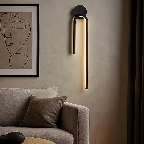 إضاءة حائط مودرن اسود لون الانارة 3اضاءات 9 واط قطر 600 ملم