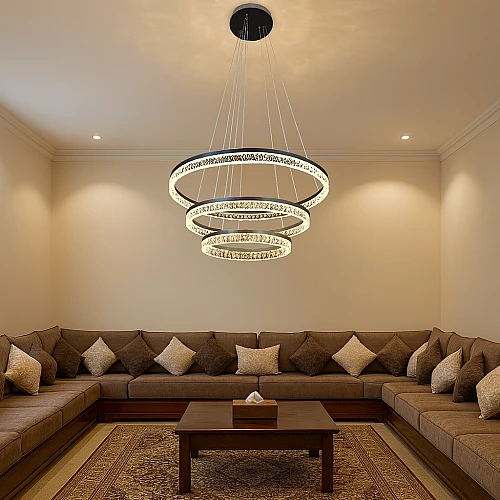 نجف مودرن قطر 40*60*80 سم فضي لون الانارة 3اضاءات 125 واط