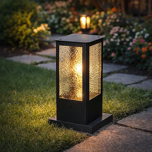 فانوس جلاسي ارضي خارجي اسود E27