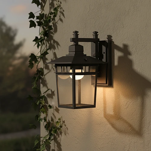 فانوس جداري لون اسود قاعدة لمبة E27