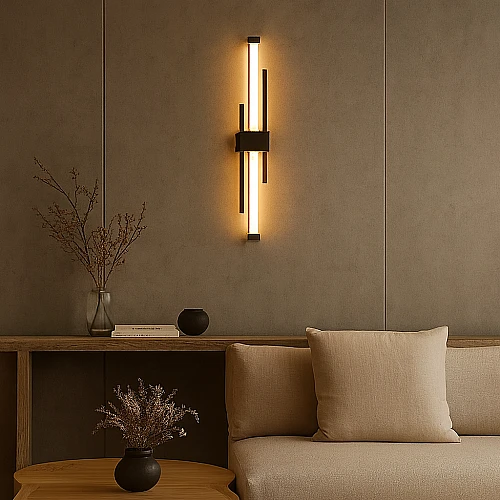 إضاءة أبليك حائط مودرن أسود لون الانارة أصفر 9 واط قطر 40 سم