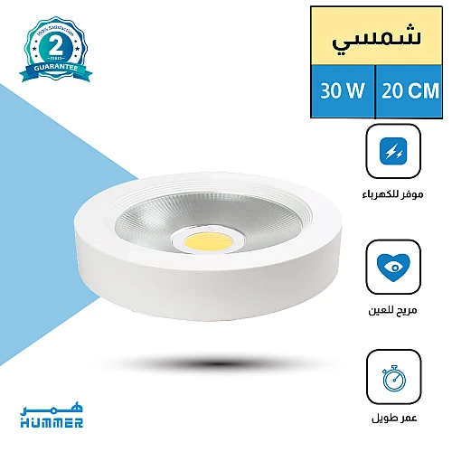 كشاف لطش COB لون الانارة شمسي كريمي 20 سم 30 واط