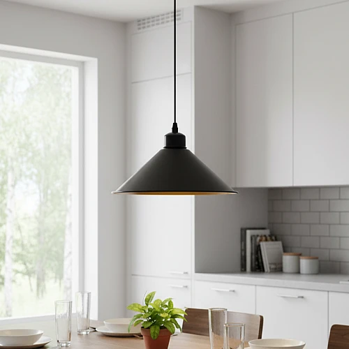 علاقي مودرن اسود + ذهبي قاعدة لمبة E27*1 قطر 26 سم