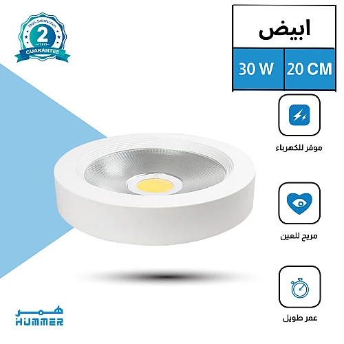 كشاف لطش COB لون الانارة ابيض 20 سم 30 واط