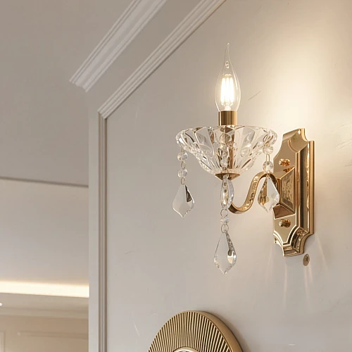 إضاءة حائط مودرن ذهبي مع فضي قاعدة لمبة E14*1