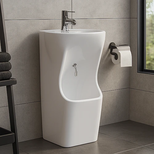 مغسلة وضوء مع خلاط ابيض (تُضاف رسوم الأوزان الثقيلة)