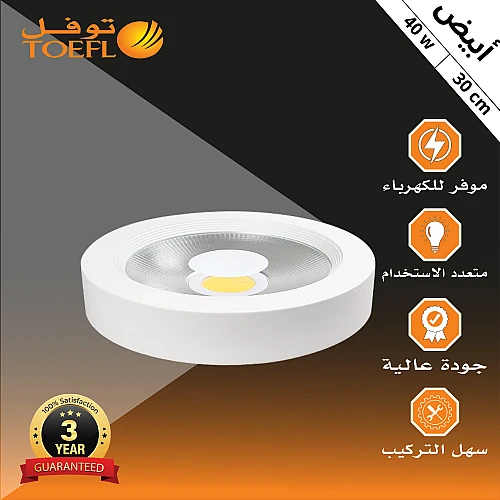كشاف لطش COB لون الانارة ابيض 30 سم 40 واط توفل