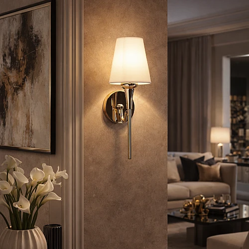 إضاءة جدارية تعمل بالبطارية شحن Type-C لون الانارة اصفر مودرن ذهبي