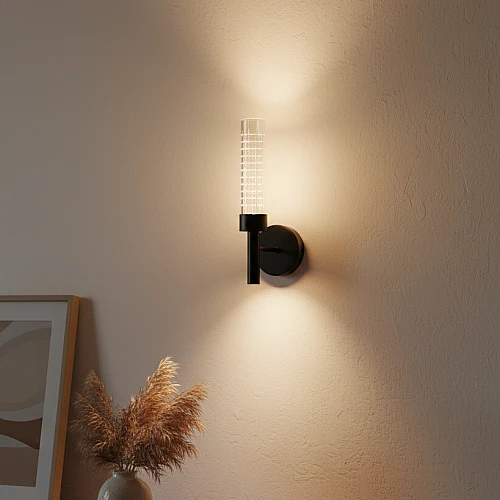 إضاءة ابليك حائط مودرن اسود لون الانارة 3اضاءات 5 واط