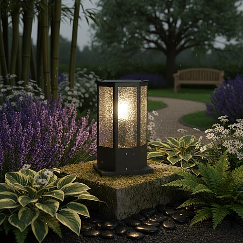 فانوس جلاسي ارضي خارجي اسود E27