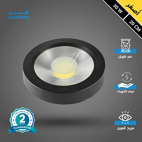 كشاف لطش COB اسود لون الانارة اصفر 20 سم 30 واط