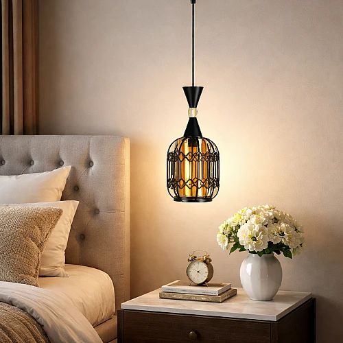 علاقي مودرن مفرد اسود E27*1L