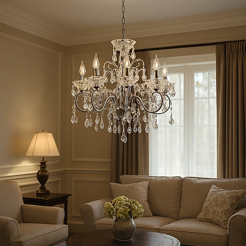 نجف مودرن شمعدان فضي مع شفاف E14*8