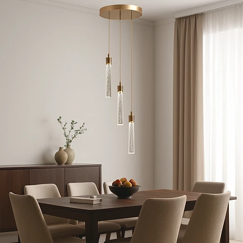 نجف مودرن ذهبي لون الانارة 3اضاءات 5 واط ثلاثي