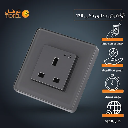 فيش جداري 13 امبير جرافيتي ذكي تحكم عن بعد WiFi سهل الاستخدام يعمل باللمس تحكم بالجوال متوافق مع اليكسا وجوجل هوم توفل