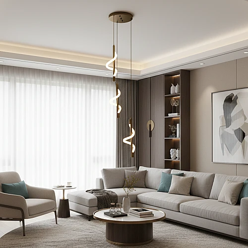 نجف مودرن اسود لون الانارة اصفر 42 واط ثلاثي