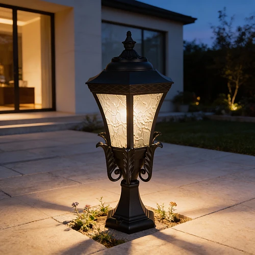 فانوس جلاسي خارجي اسود E27