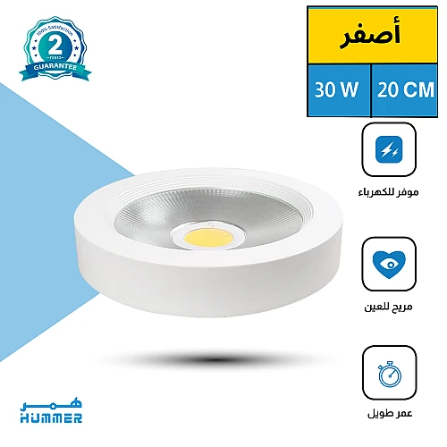 كشاف لطش لون الاضاءة اصفر 20 سم عاكس شفاف 30 واط