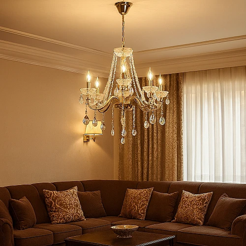 نجف مودرن شمعدان ذهبي + فضيE14*8