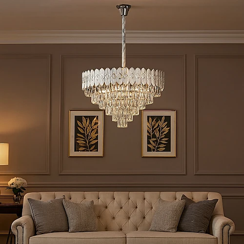 نجف مودرن فضي E14*15L قطر 800 ملم