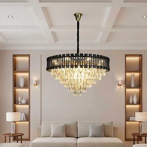 نجف مودرن غطاء اسود مع ذهبي E14*15L مقاس 80 سم