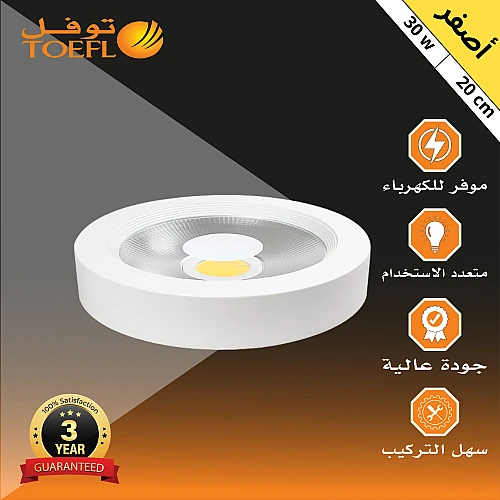كشاف لطش COB لون الانارة اصفر 20 سم 30 واط توفل