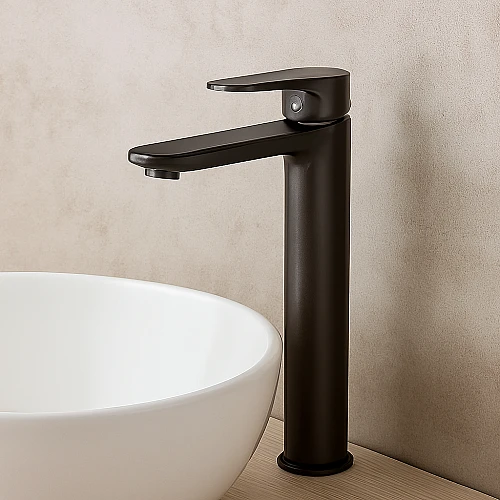 خلاط مغسلة طويل رمادي مع ليات