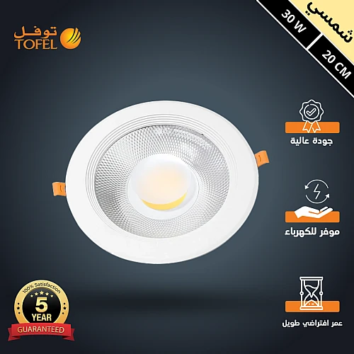 كشاف سبوت لايت لون الانارة شمسي كريمي 20 سم 30 واط توفل