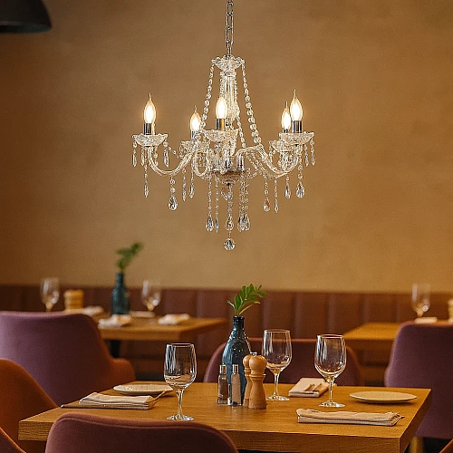 نجف مودرن شمعدان فضي مع شفاف E14*5