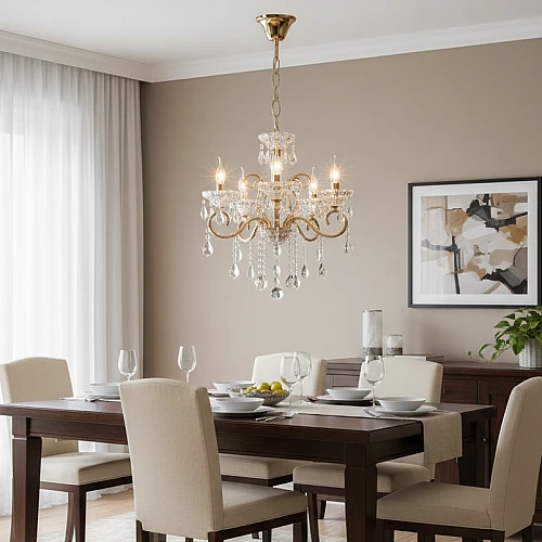 نجف مودرن شمعدان ذهبي + فضيE14*5