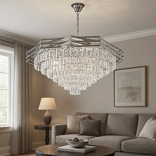 نجف علاقي كريستال فضي E14*12L مقاس 1000 ملم