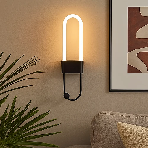 إضاءة ابليك حائط مودرن اسود لون الانارة اصفر واط 9