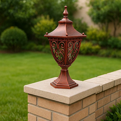 فانوس ارضي صغير نحاسي سور لمبة قاعدة E27 