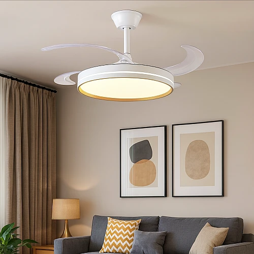 نجف مروحة ابيض لون الانارة 3اضاءات (75 واط ) قطر 50 سم