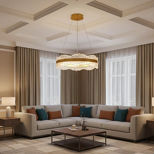 نجف مودرن ذهبي لون الانارة 3 اضاءات 85 واط مقاس 600 ملم