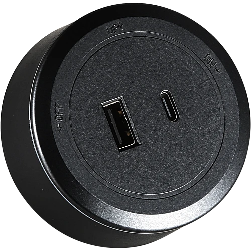 راس فيش مجرى دائري اسود USB مع TYPE-C توفل