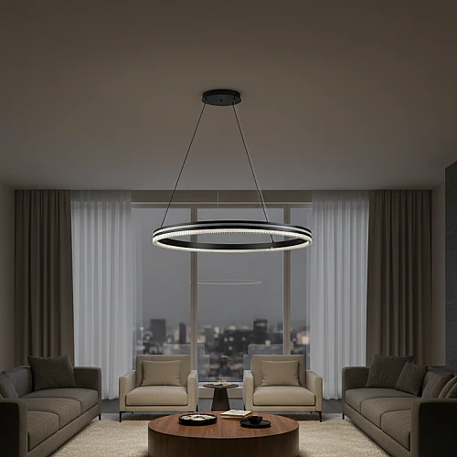 نجف مودرن اسود لون الانارة 3 اضاءات 105 واط مقاس 80 سم