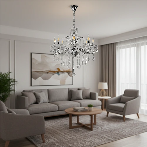 علاقي مودرن فضي + شفاف E14*8