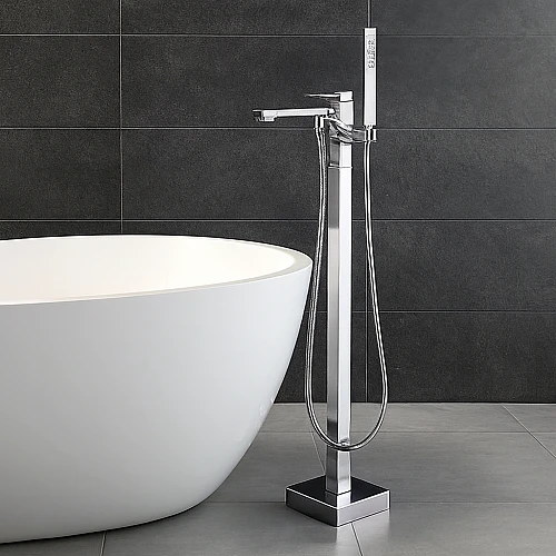 خلاط بانيو ارضي مربع ارتفاع 1.5 متر كروم