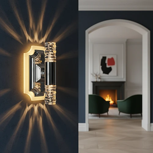 ابليك جداري مودرن فضي لون الانارة 3اضاءات 7 واط