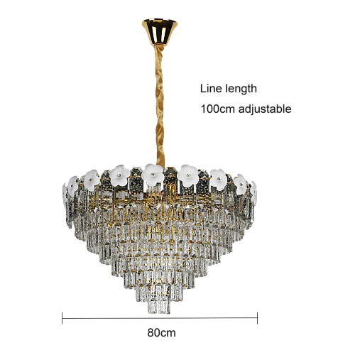 نجف كريستال ذهبي E14*15L قطر 800 ملم