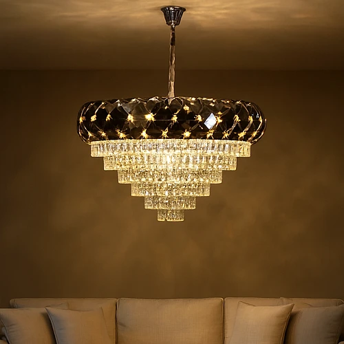 نجف مودرن فضي E14*15L قطر 80 سم