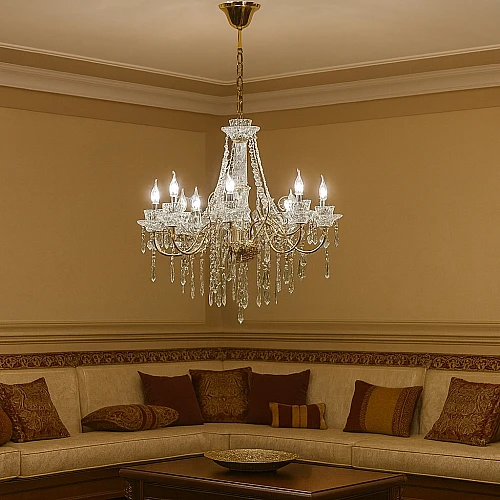 نجف مودرن شمعدان ذهبي + فضيE14*8