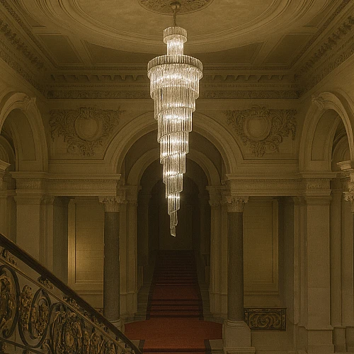 نجف مودرن 4 دور فضي مع سفلر 800*3500 E14*50L (تُضاف رسوم الأوزان الثقيلة)